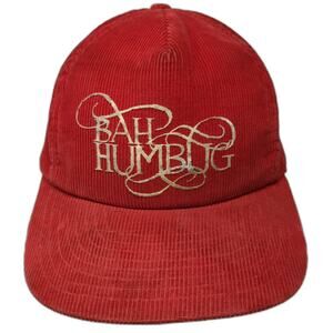 Sportcap 5 Panel Red Hat Corduroy Bah Humbug Xmas Christmas Strapback Vintage